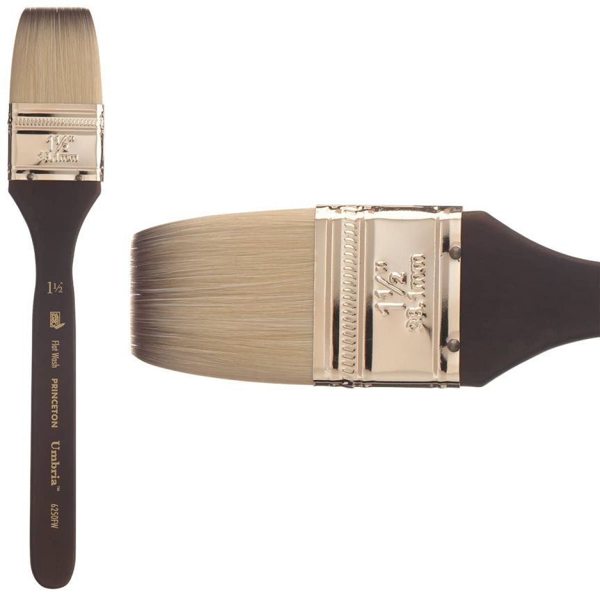 Princeton Umbria Series 6250 Synthetic Brush - Flat Wash, Short Handle, Size 1-1/2"
