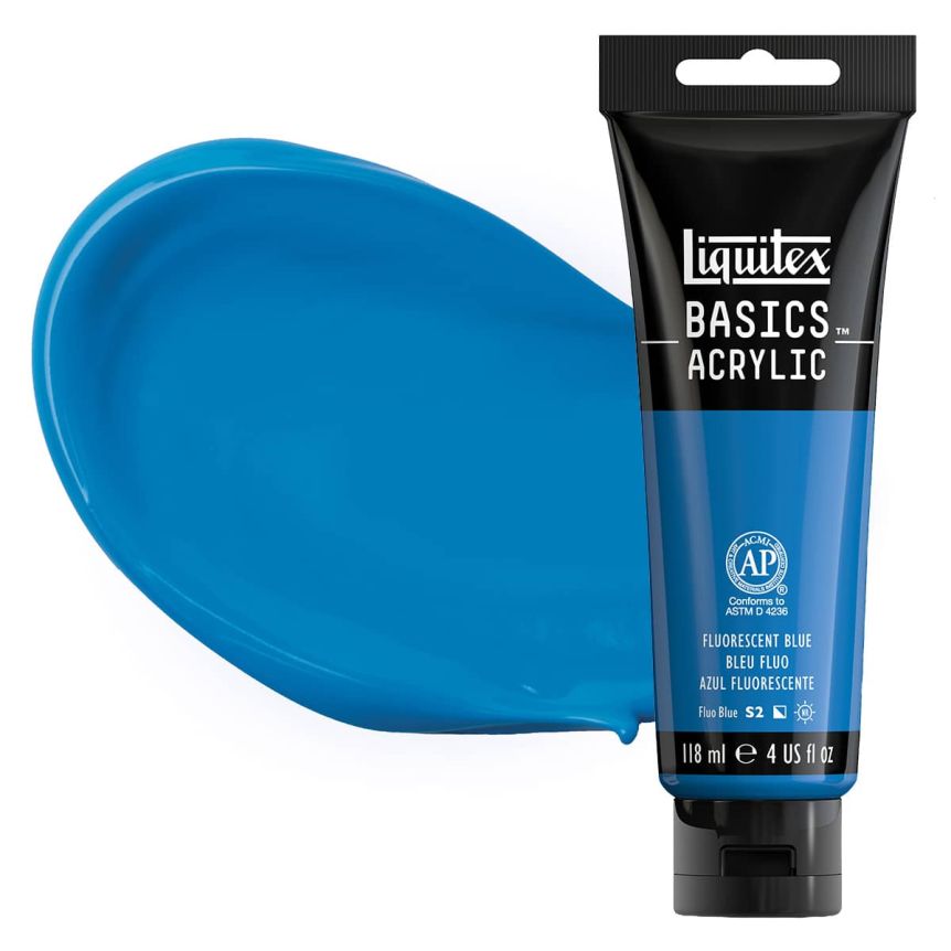 Liquitex Basics Acrylic Paint - Fluorescent Blue, 4oz Tube