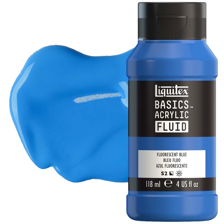 Liquitex BASICS Acrylic Fluid - Fluorescent Blue, 4oz Bottle