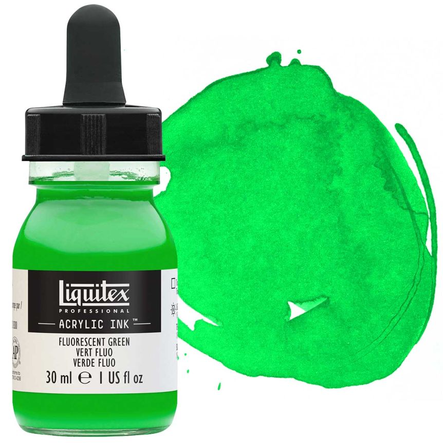 Liquitex Acrylic Ink - Fluorescent Green, 30ml Bottle