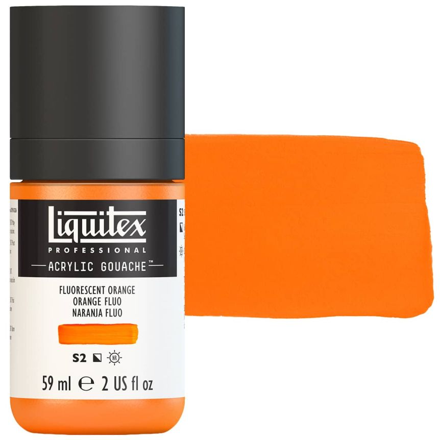Liquitex Professional Acrylic Gouache - Fluorescent Orange, 2oz Bottle