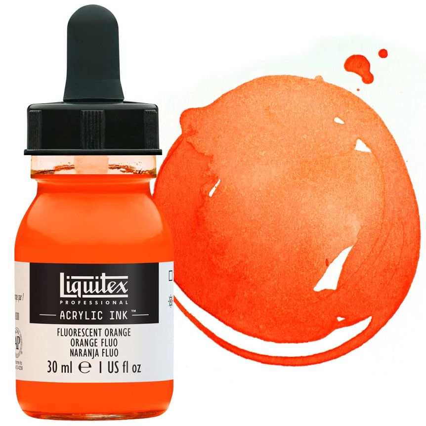 Liquitex Acrylic Ink - Fluorescent Orange, 30ml Bottle