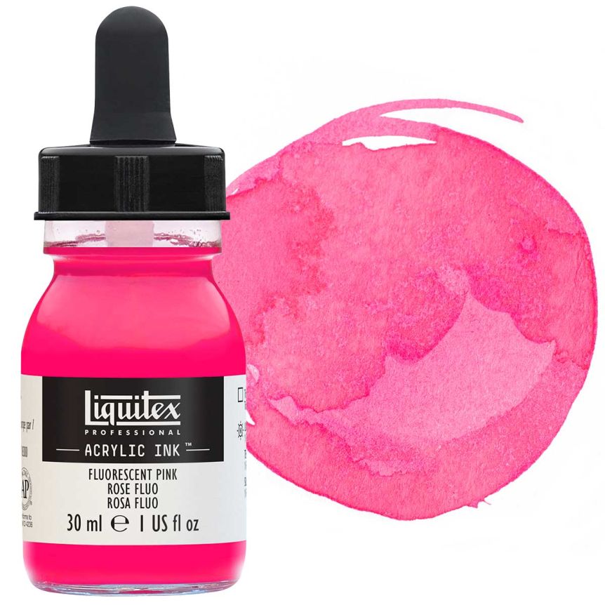 Liquitex Acrylic Ink - Fluorescent Pink, 30ml Bottle
