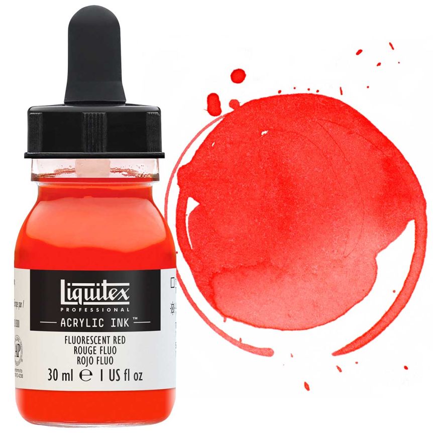 Liquitex Acrylic Ink - Fluorescent Red, 30ml Bottle