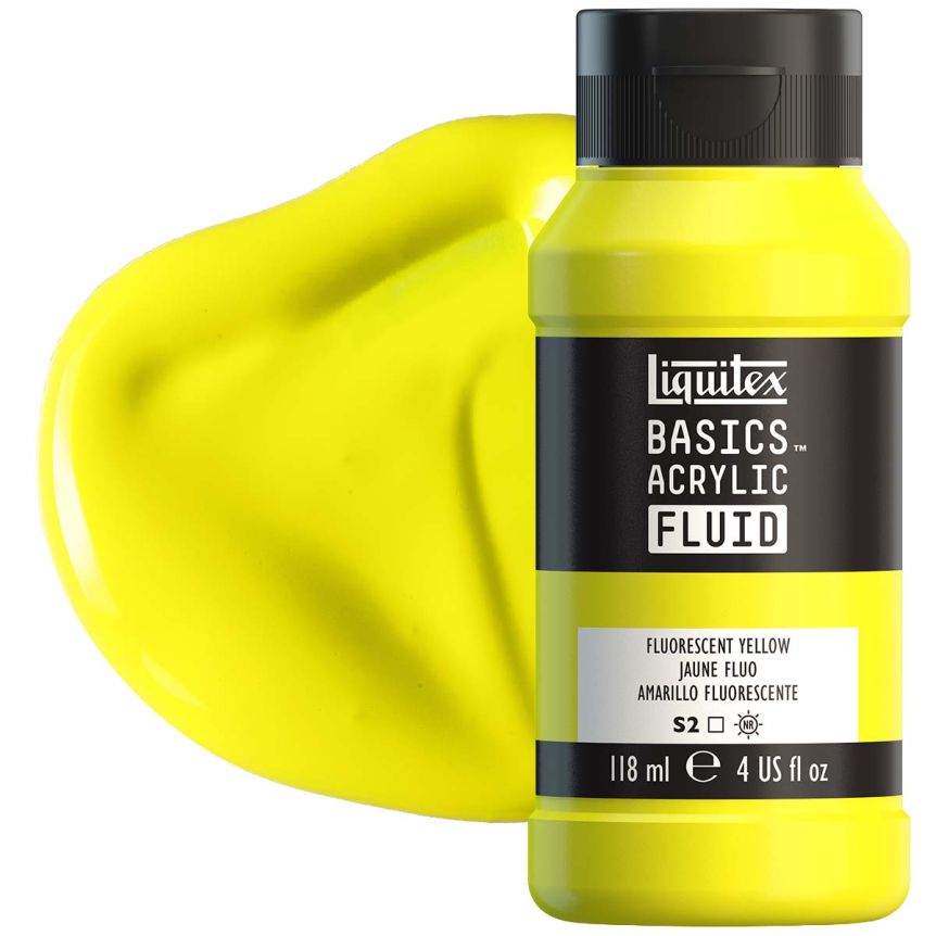 Liquitex BASICS Acrylic Fluid - Fluorescent Yellow, 4oz Bottle
