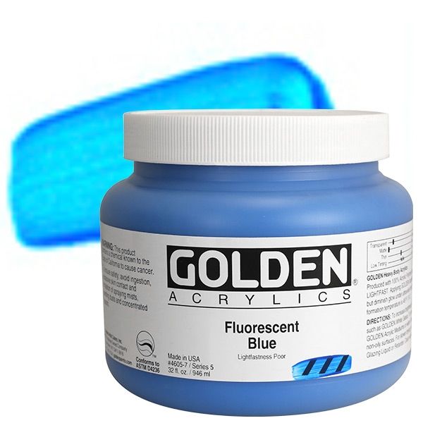 Golden Heavy Body Acrylic 32 oz Fluorescent Blue