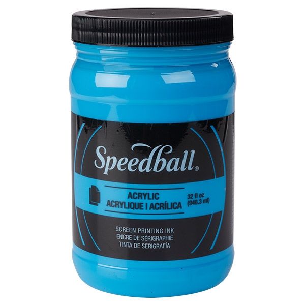 Fluorescent Blue 32oz Jar Speedball Acrylic Screen Printing Ink