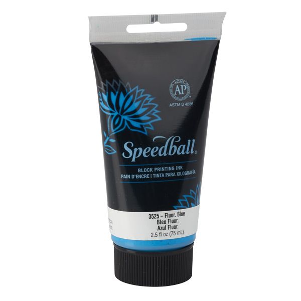 Speedball Water Soluble Block Printing Ink 2.5 oz - Fluorescent Blue