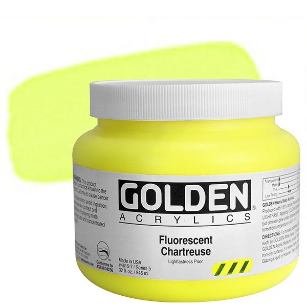 Golden Heavy Body Acrylic 32 oz Fluorescent Chartreuse