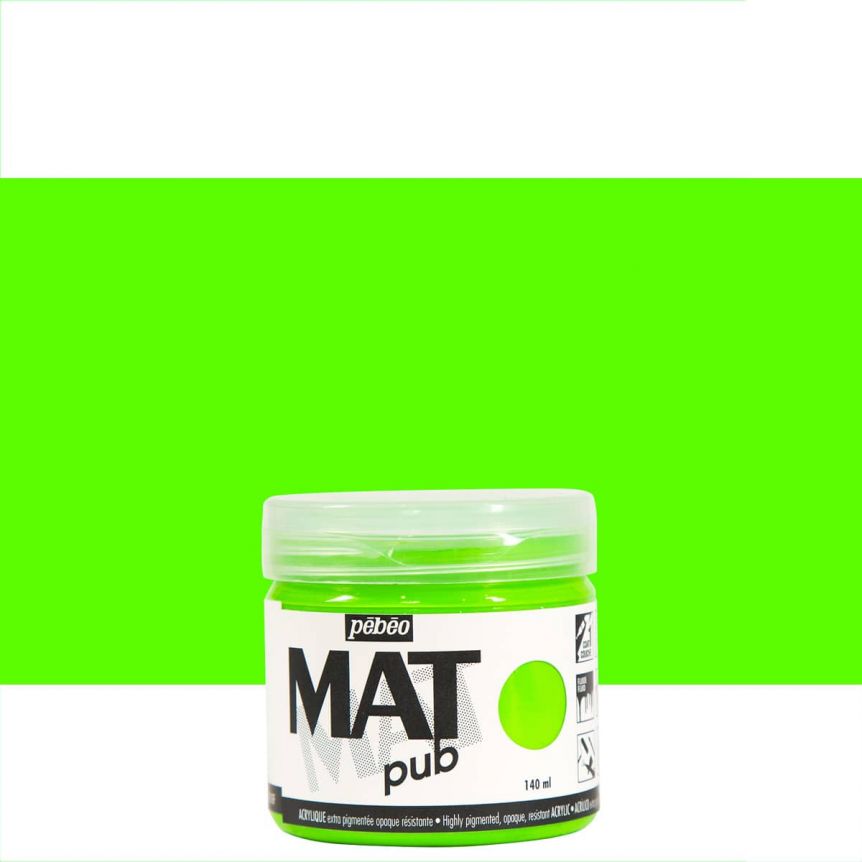 Pebeo Acrylic Mat Pub - Fluorescent Green, 140ml