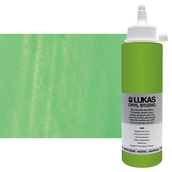 Cryl Studio Acrylic Paint - Fluorescent Green, 250ml Bottle