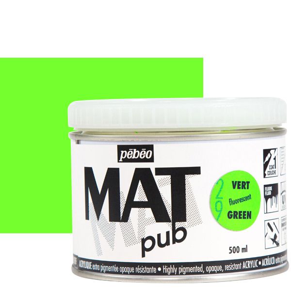 Pebeo Acrylic Mat Pub 500ml - Fluorescent Green
