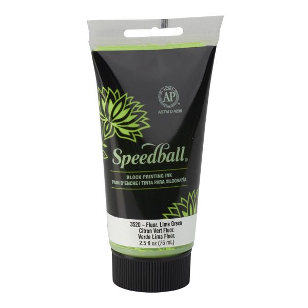 Speedball Water Soluble Block Printing Ink 2.5 oz - Fluorescent Lime Green