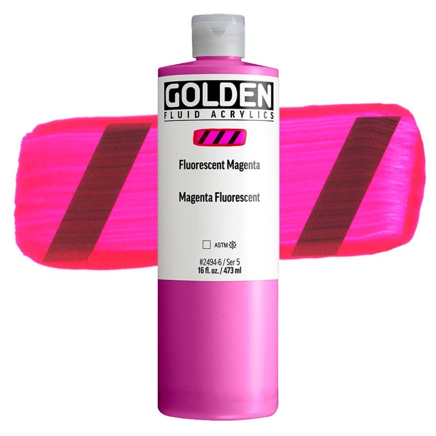 GOLDEN Fluid Acrylic Fluorescent Magenta, 16oz