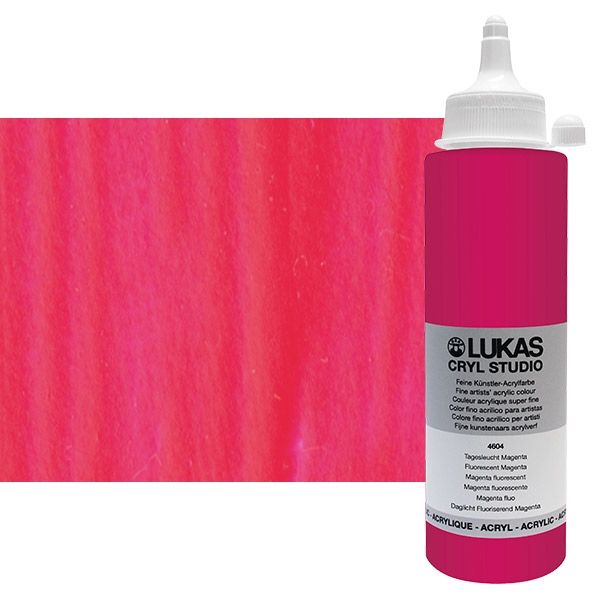 Cryl Studio Acrylic Paint - Fluorescent Magenta, 250ml Bottle