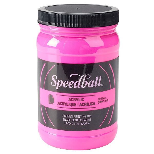 Fluorescent Magenta 32oz Jar Speedball Acrylic Screen Printing Ink 