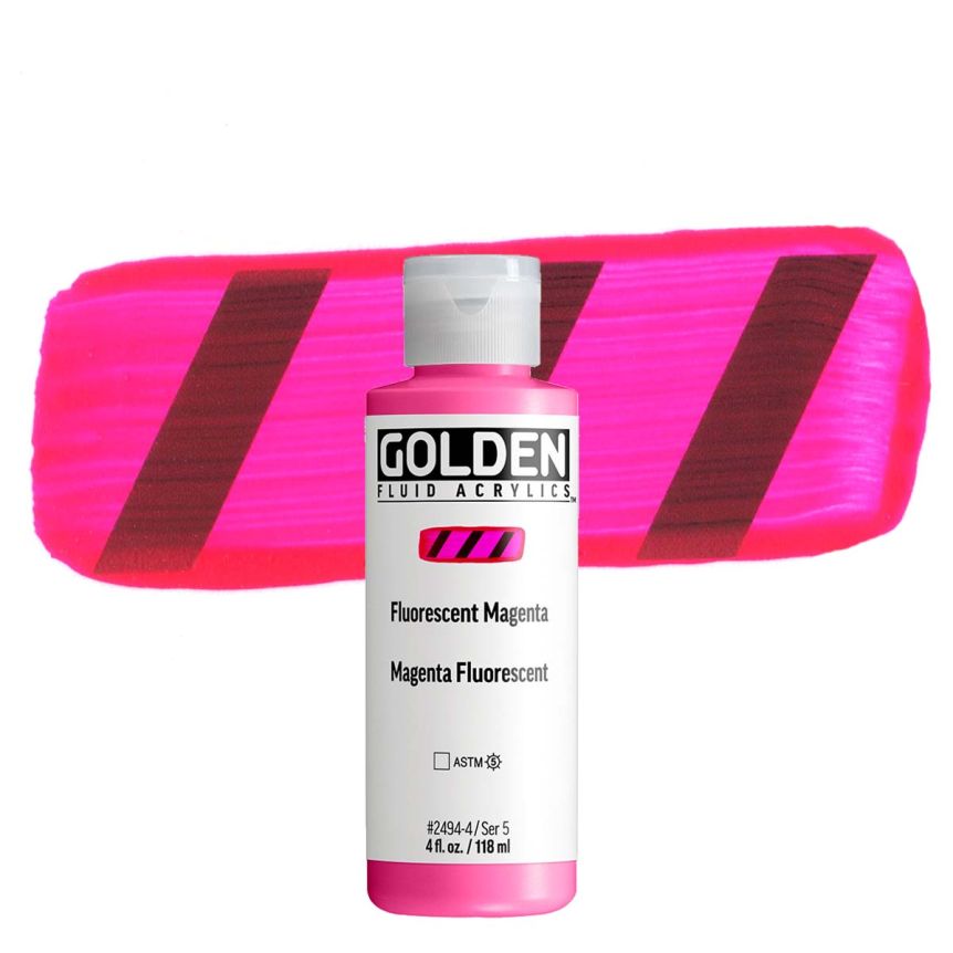 GOLDEN Fluid Acrylic Fluorescent Magenta, 4oz