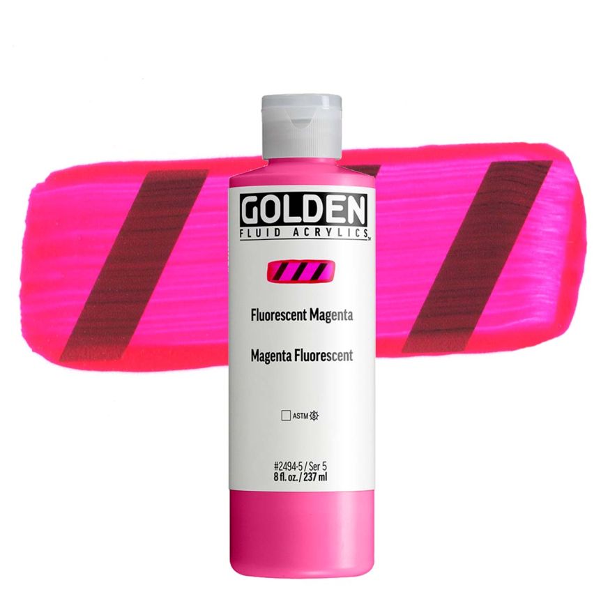 GOLDEN Fluid Acrylic Fluorescent Magenta, 8oz