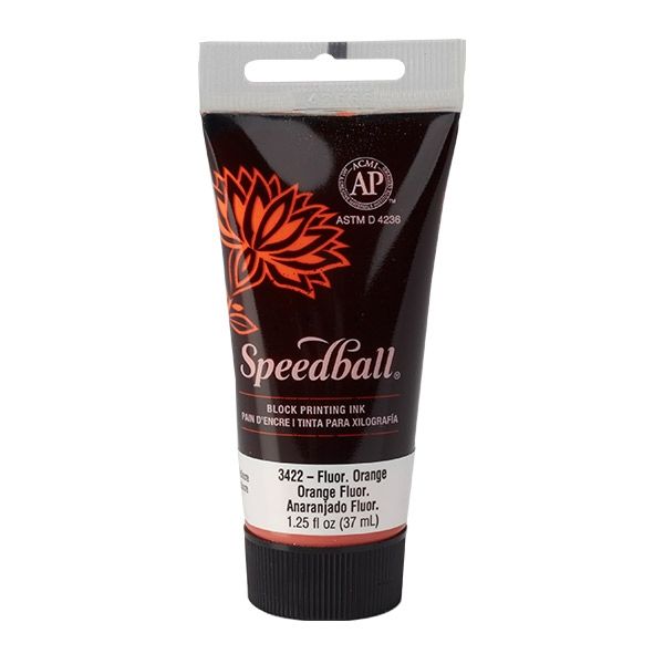 Fluorescent Orange 1.25oz Speedball Water Soluble Block Printing Ink 