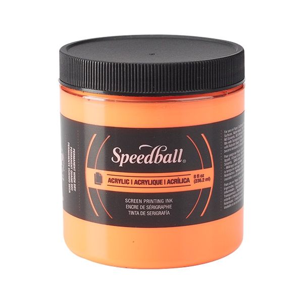Fluorescent Orange 8oz Jar Speedball Acrylic Screen Printing Ink 