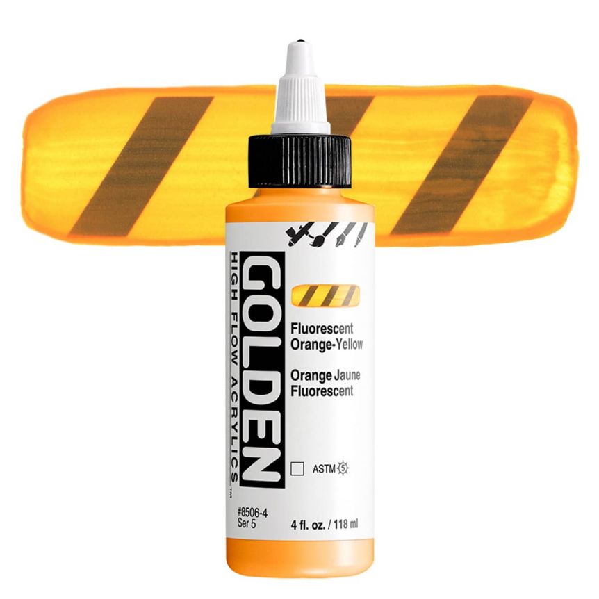 Golden High Flow Acrylic - Fluorescent Orange-Yellow, 4oz Bottle