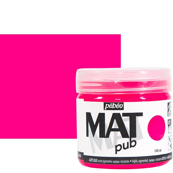 Pebeo Acrylic Mat Pub 140ml - Fluorescent Pink