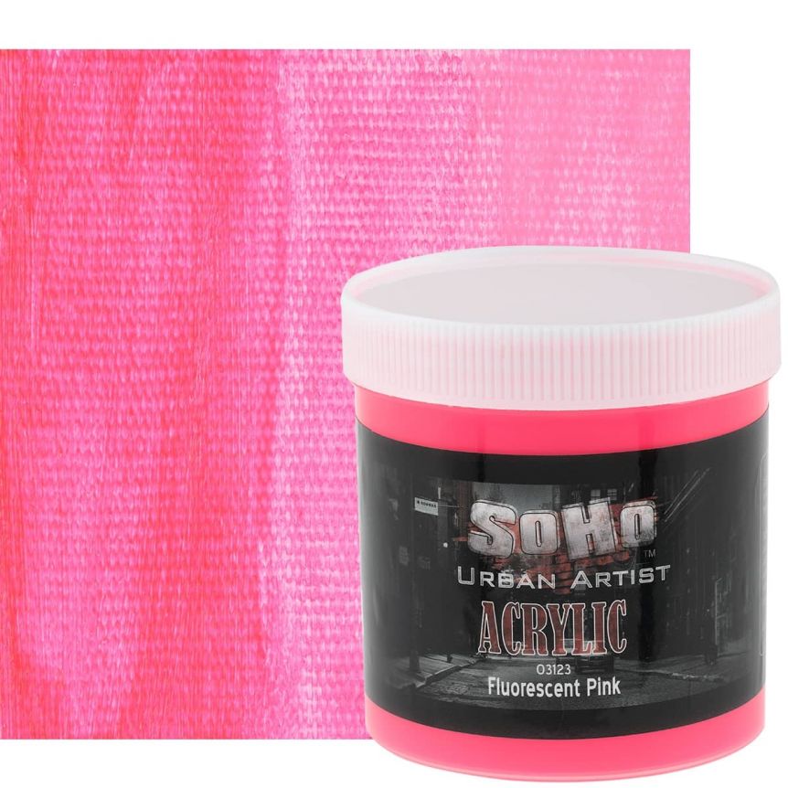 SoHo Urban Artists Heavy Body Acrylics, Fluorescent Pink 500ml