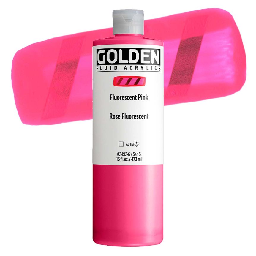 Golden Fluid Acrylic - Fluorescent Pink, 16oz Jar