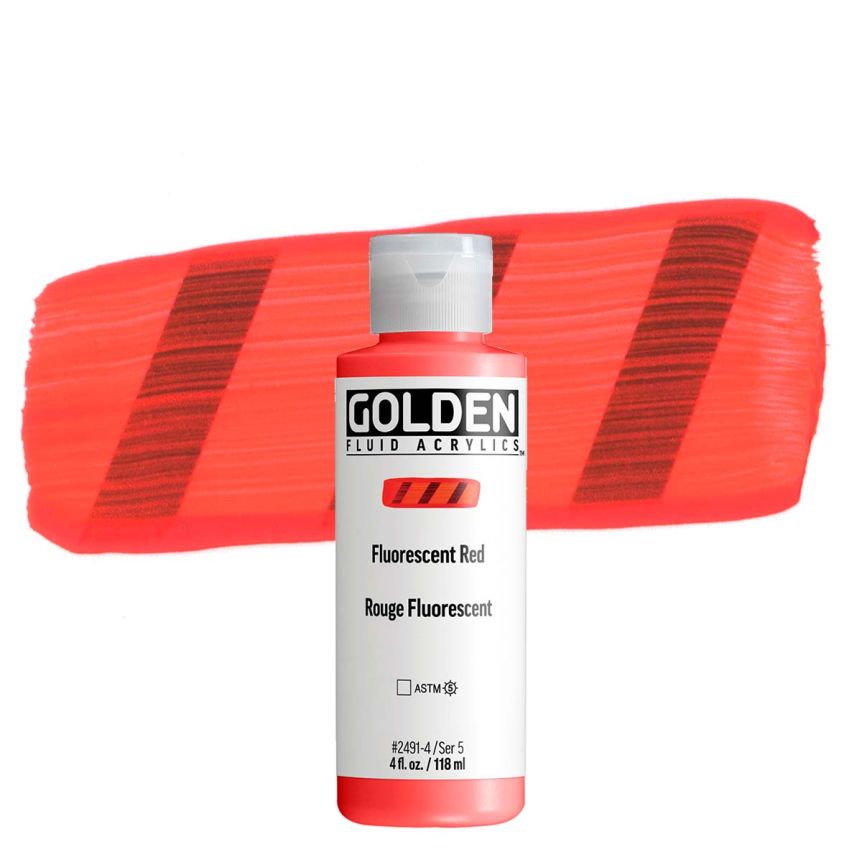 GOLDEN Fluid Acrylic Fluorescent Red, 4oz