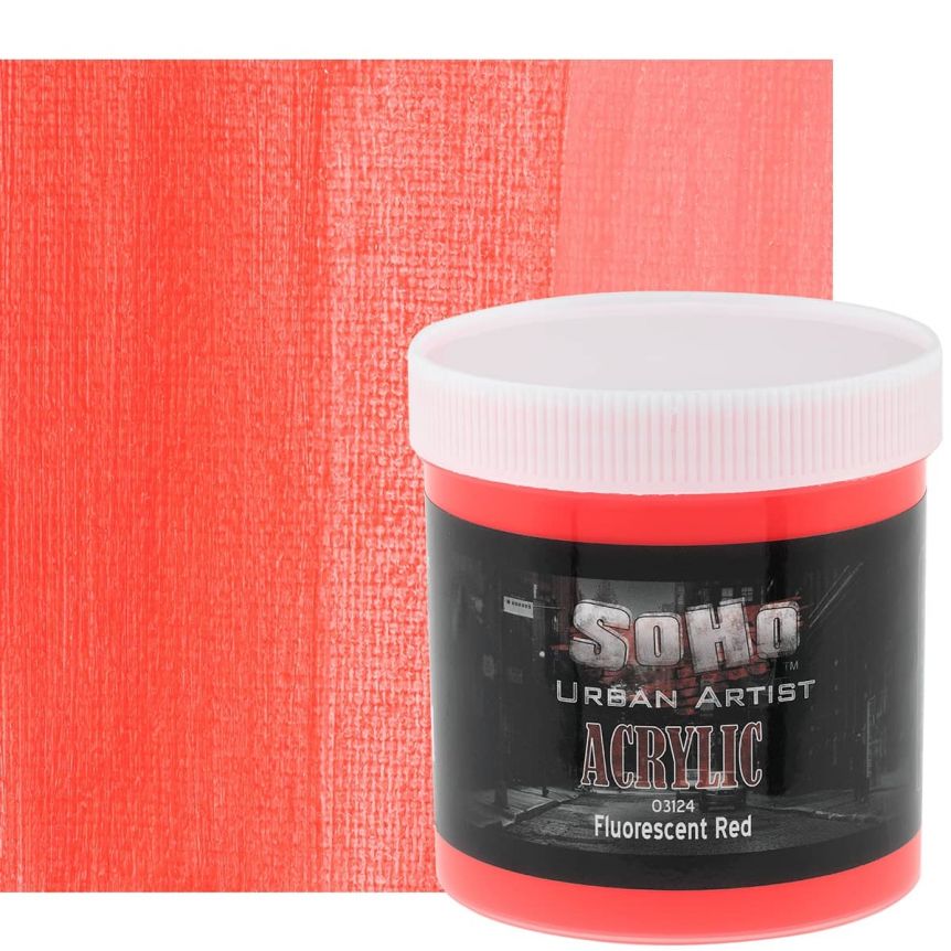 SoHo Urban Artists Heavy Body Acrylics, Fluorescent Red 500ml