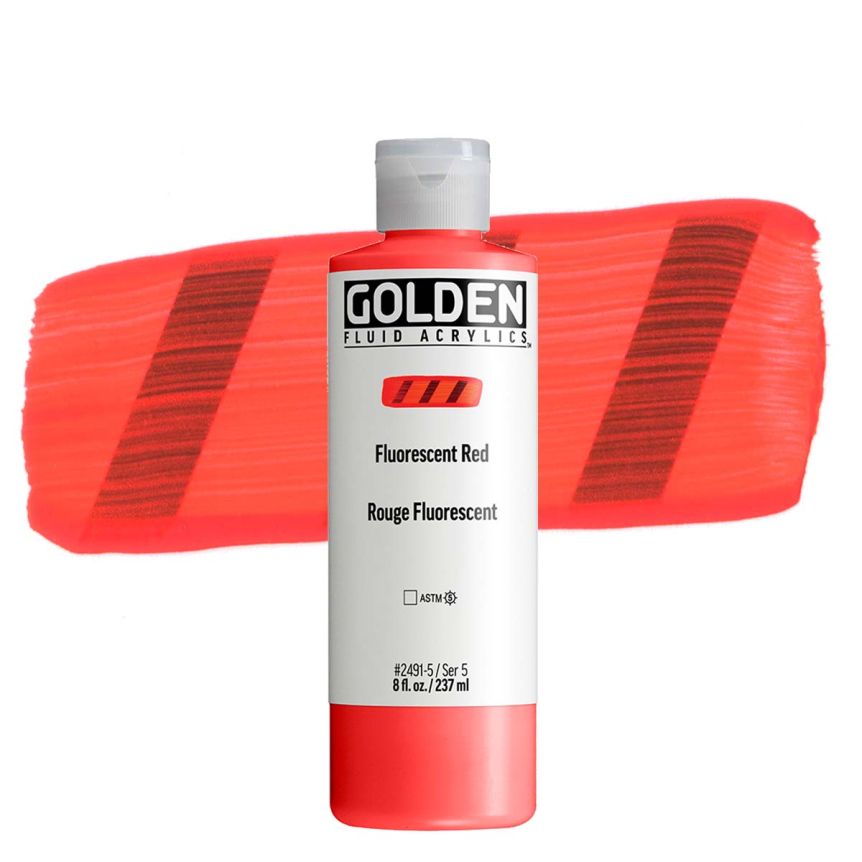 GOLDEN Fluid Acrylic Fluorescent Red, 8oz