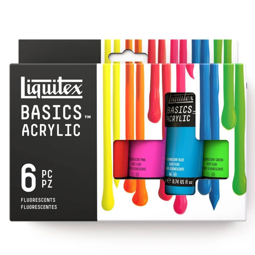 Liquitex Basics Acrylic 22 ml Fluorescent Set of 6 Tubes 