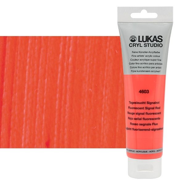LUKAS Cryl Studio Acrylic Paint - Fluorescent Signal Red, 125ml Tube