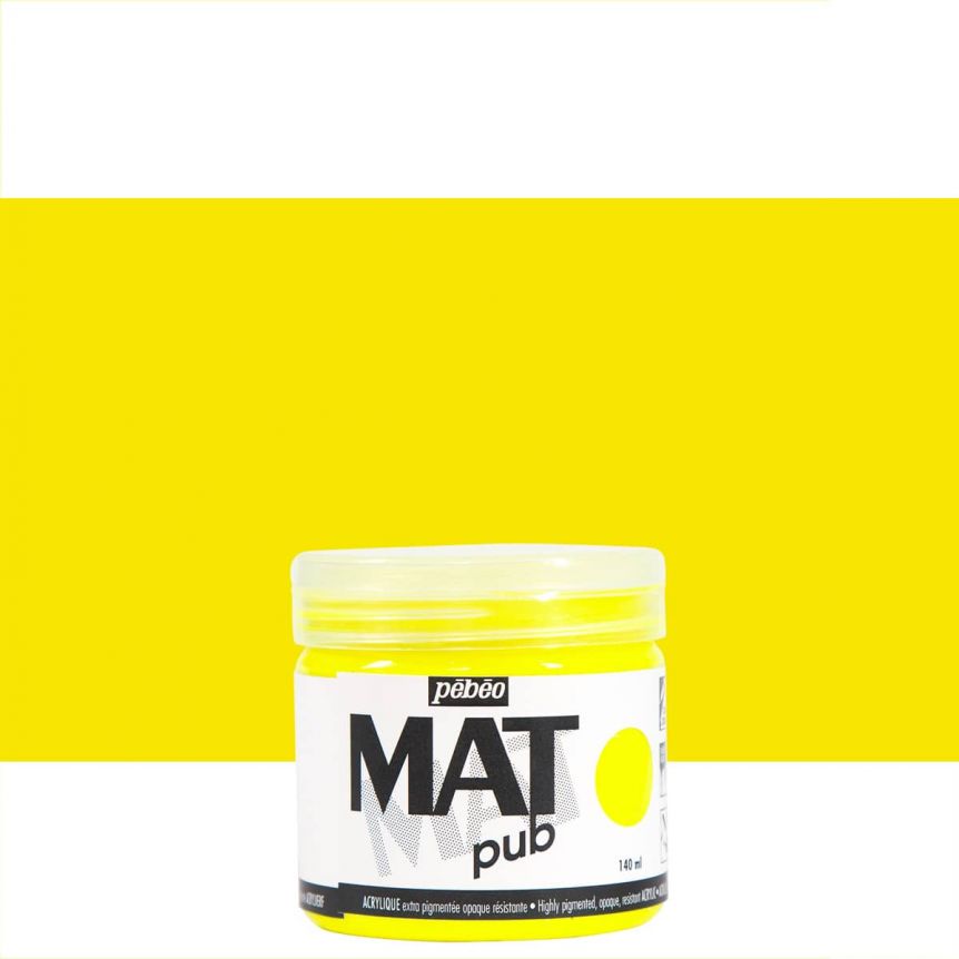 Pebeo Acrylic Mat Pub - Fluorescent Yellow, 140ml
