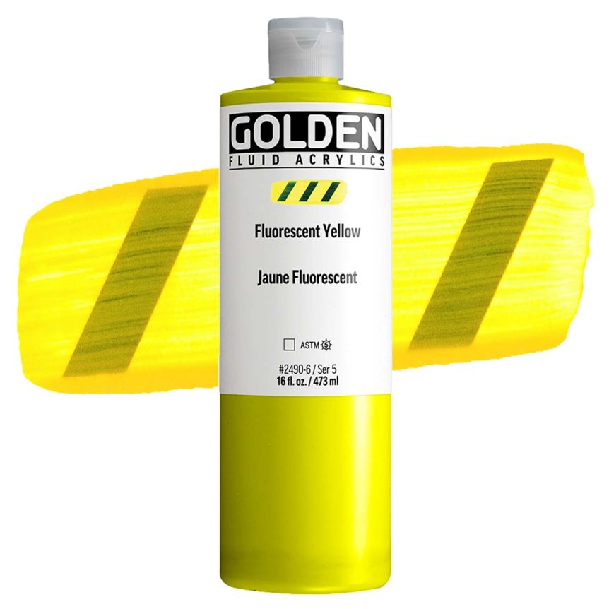 GOLDEN Fluid Acrylic Fluorescent Yellow, 16oz 
