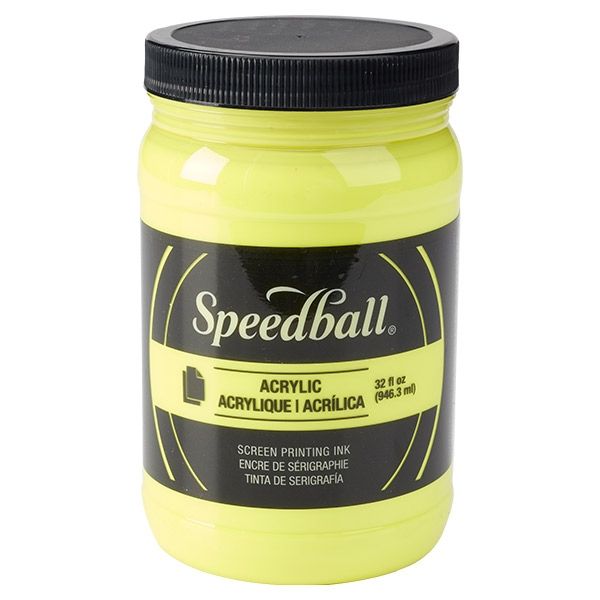 Fluorescent Yellow 32oz Jar Speedball Acrylic Screen Printing Ink 