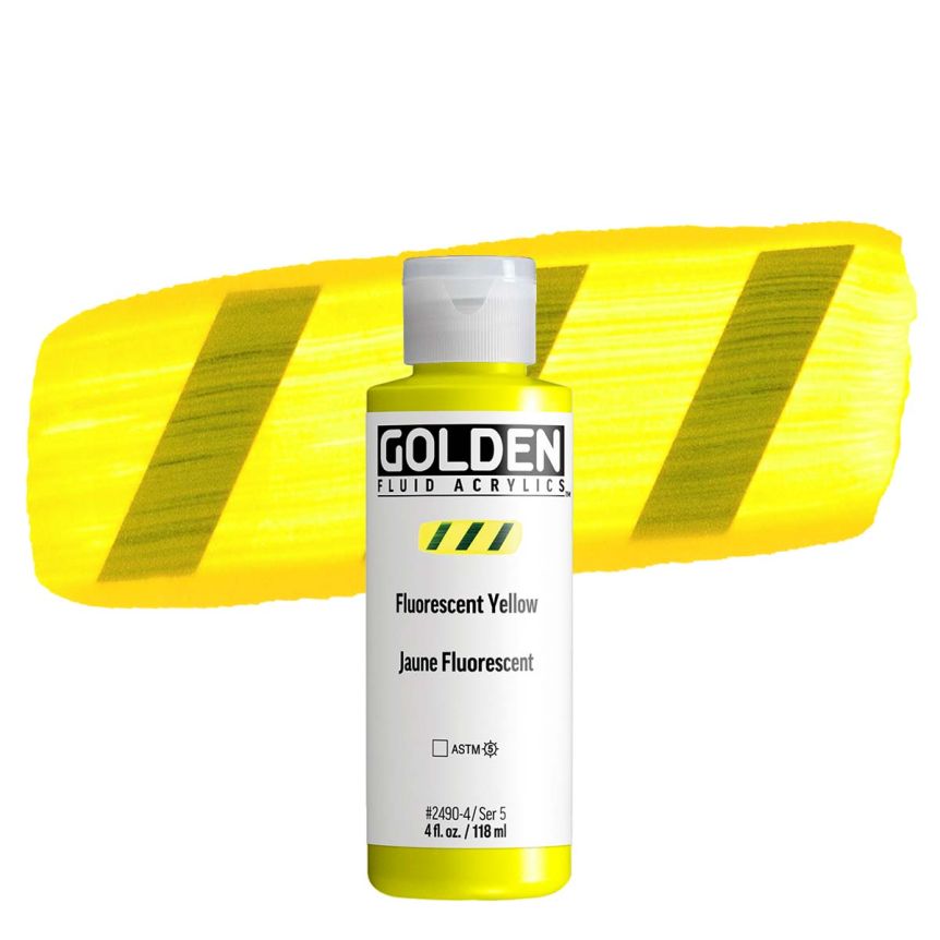 GOLDEN Fluid Acrylic Fluorescent Yellow, 4oz
