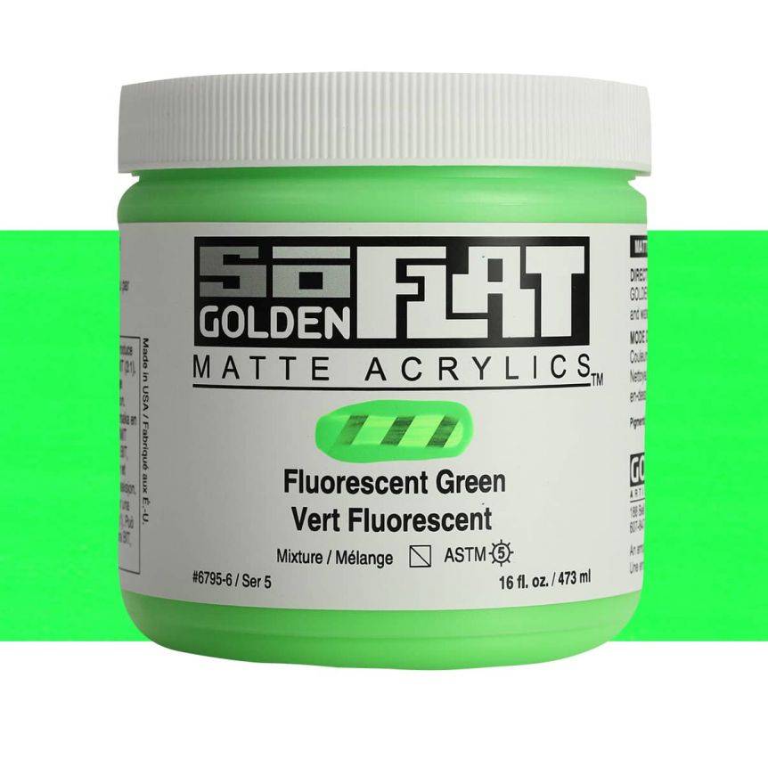 Golden SoFlat Matte Acrylic 16 oz Fluorescent Green