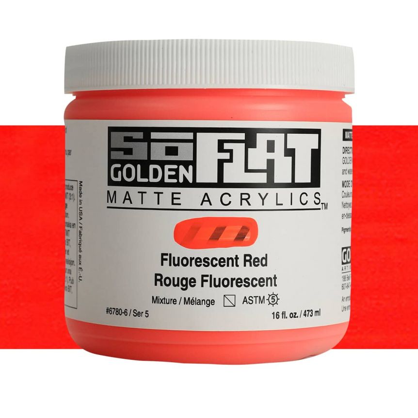 Golden SoFlat Matte Acrylic 16 oz Fluorescent Red