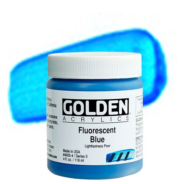 Golden Heavy Body Acrylic 4 oz Fluorescent Blue
