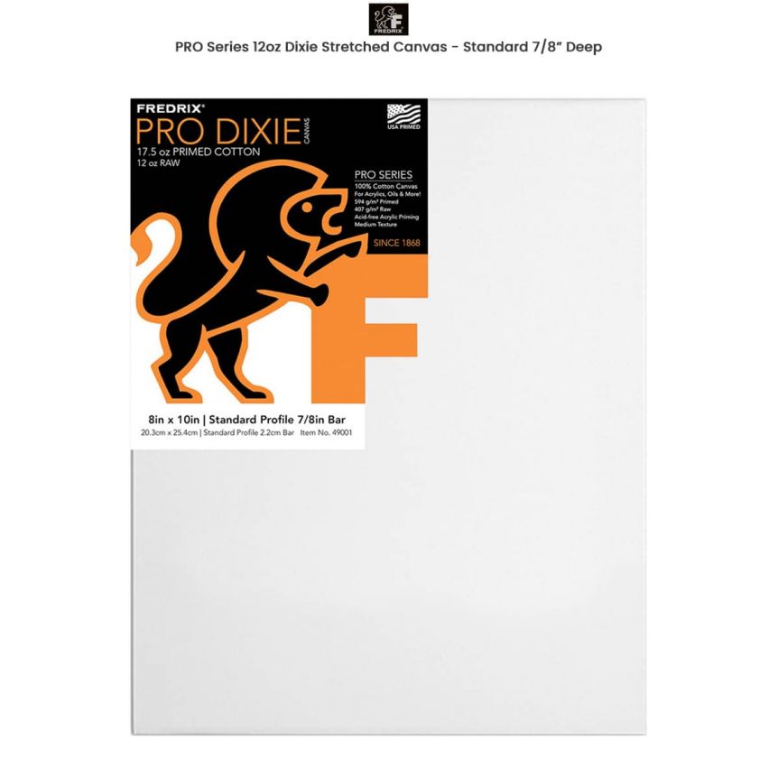Fredrix Dixie PRO Series Stretched Canvas - Standard 7/8" Deep