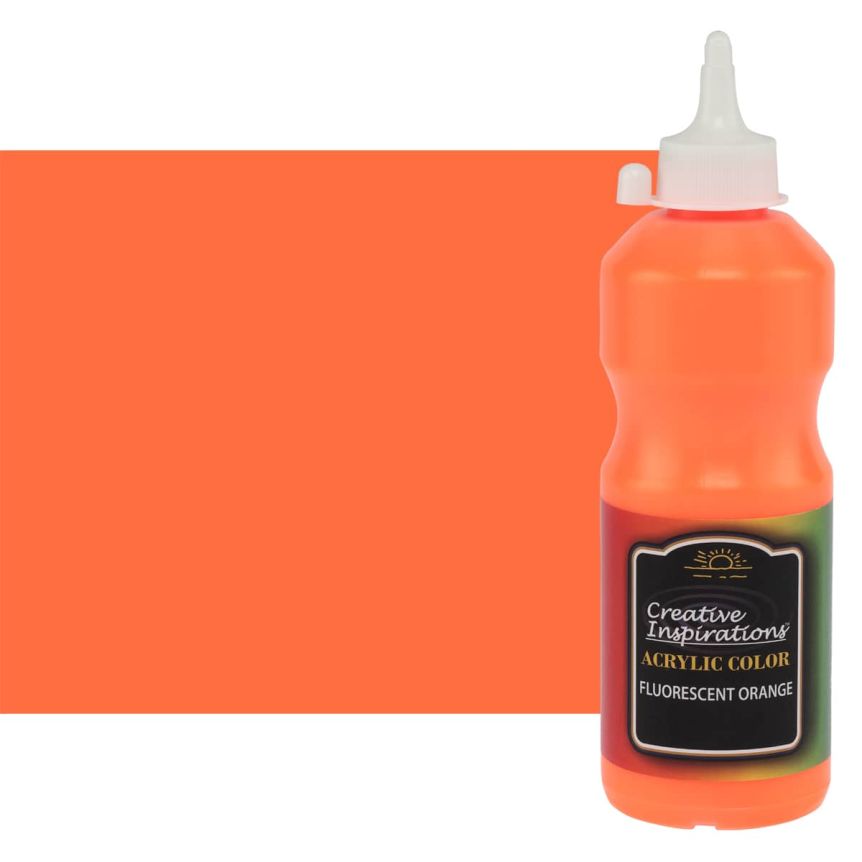 Creative Inspirations Acrylic color, Fluorescent Orange, 500ml bottle