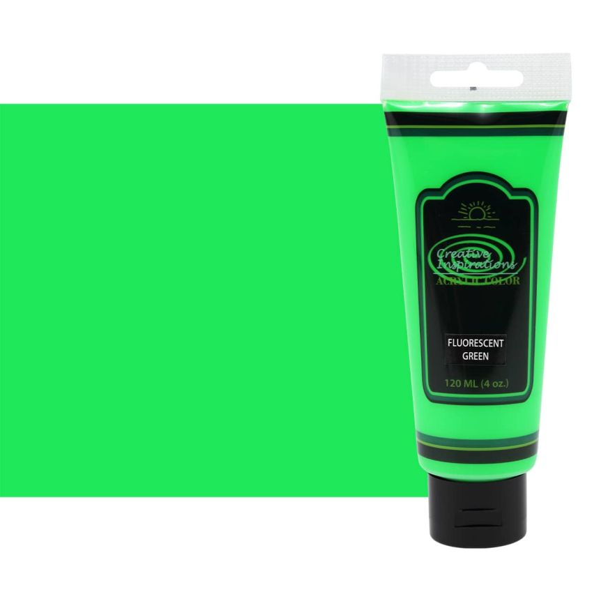 Creative Inspirations Acrylic color, Fluorescent Green, 120ml tube