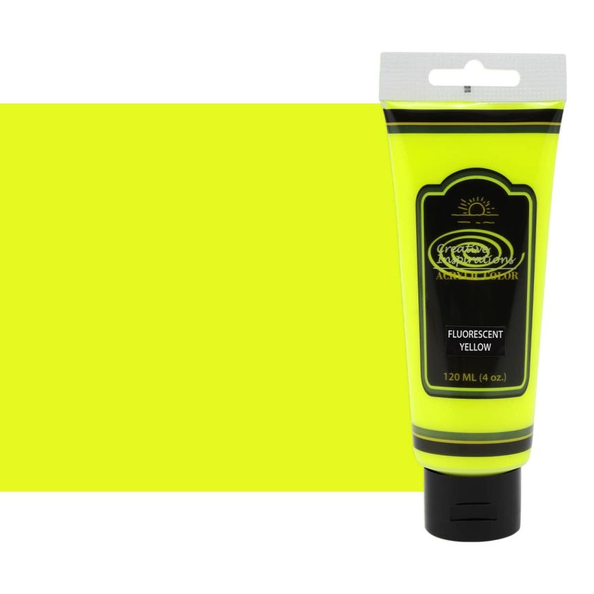Creative Inspirations Acrylic color, Fluorescent Yellow, 120ml tube