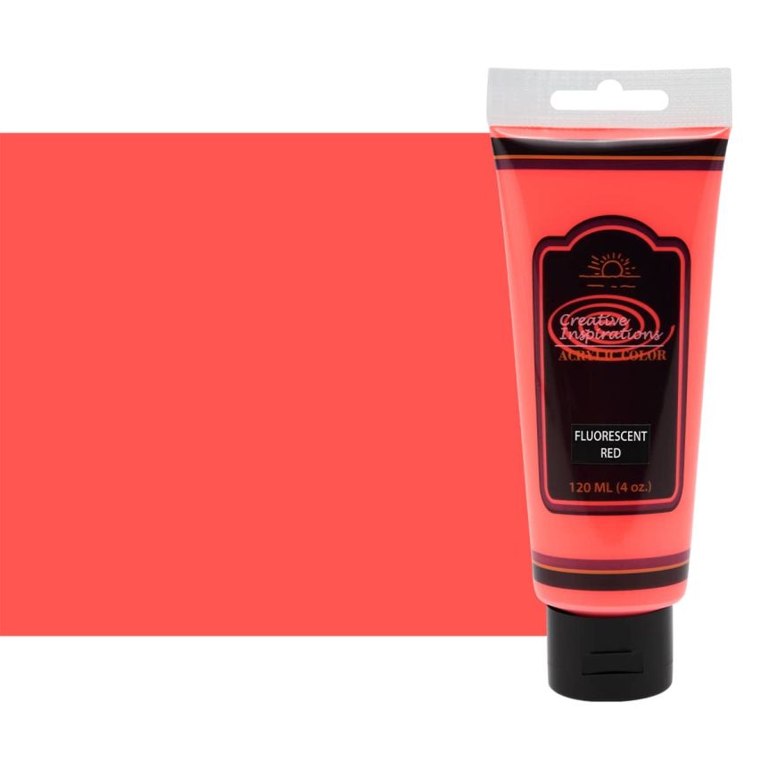 Creative Inspirations Acrylic color, Fluorescent Red, 120ml tube