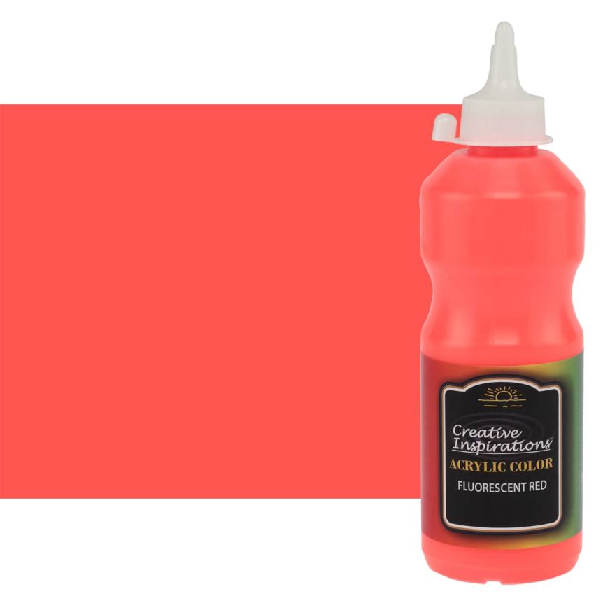 Creative Inspirations Acrylic color, Fluorescent Red, 500ml bottle