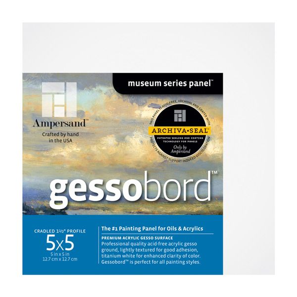 Ampersand Museum Series Gessobord Panels 11/2" Single Cradle 5" x 5" Jerry's Artarama