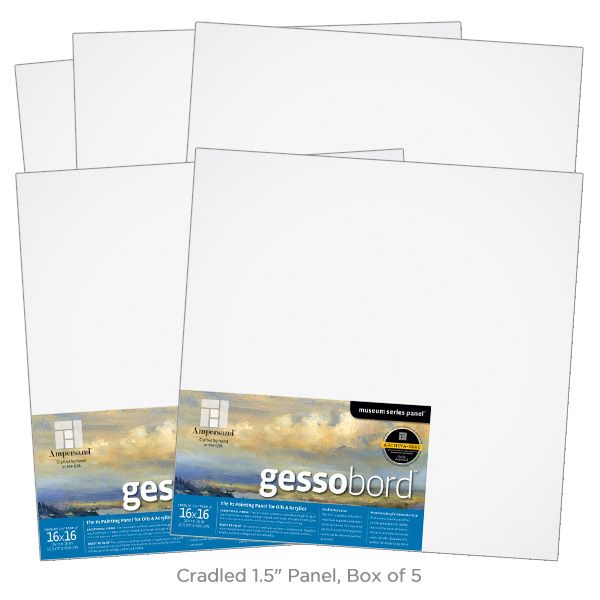 Box of 5 Ampersand Gessobord 1.5In Cradle 16X16 Jerry's Artarama