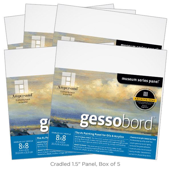 Box of 5 Ampersand Gessobord 1.5In Cradle 8X8 Jerry's Artarama