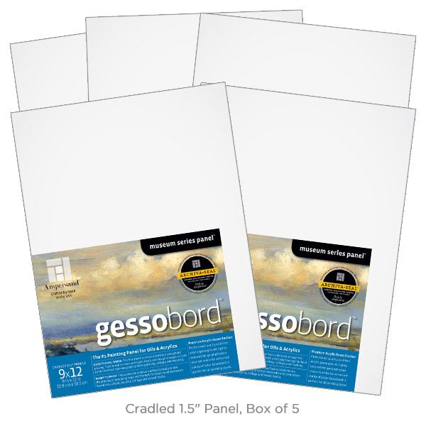 Box of 5 Ampersand Gessobord 1.5In Cradle 9X12 Jerry's Artarama